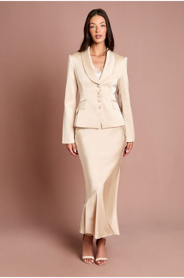 Satin Detail Fitted Skirt