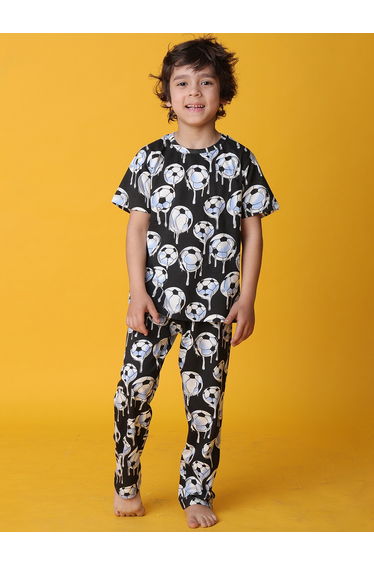 All-Over Football Print T-Shirt and Pyjama Set