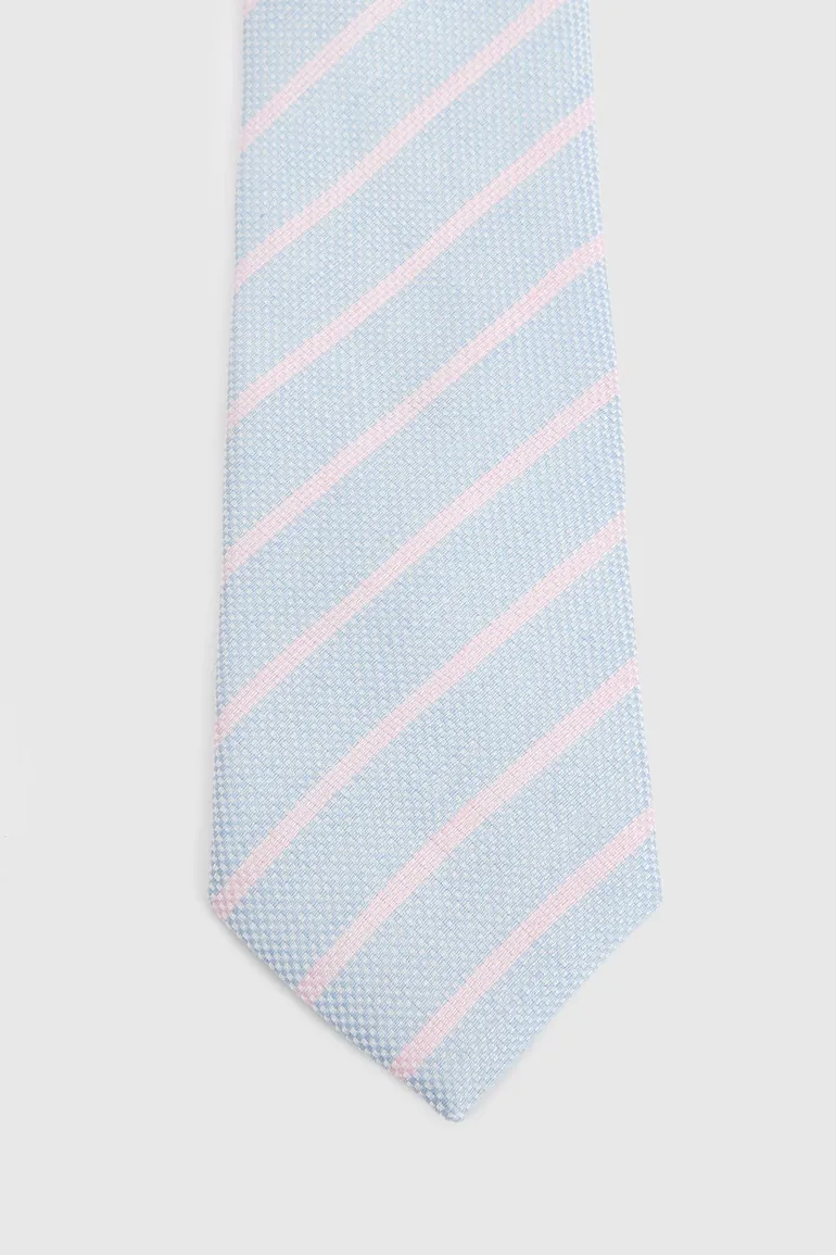 Dusty Blue Multi Stripe Tie - 1