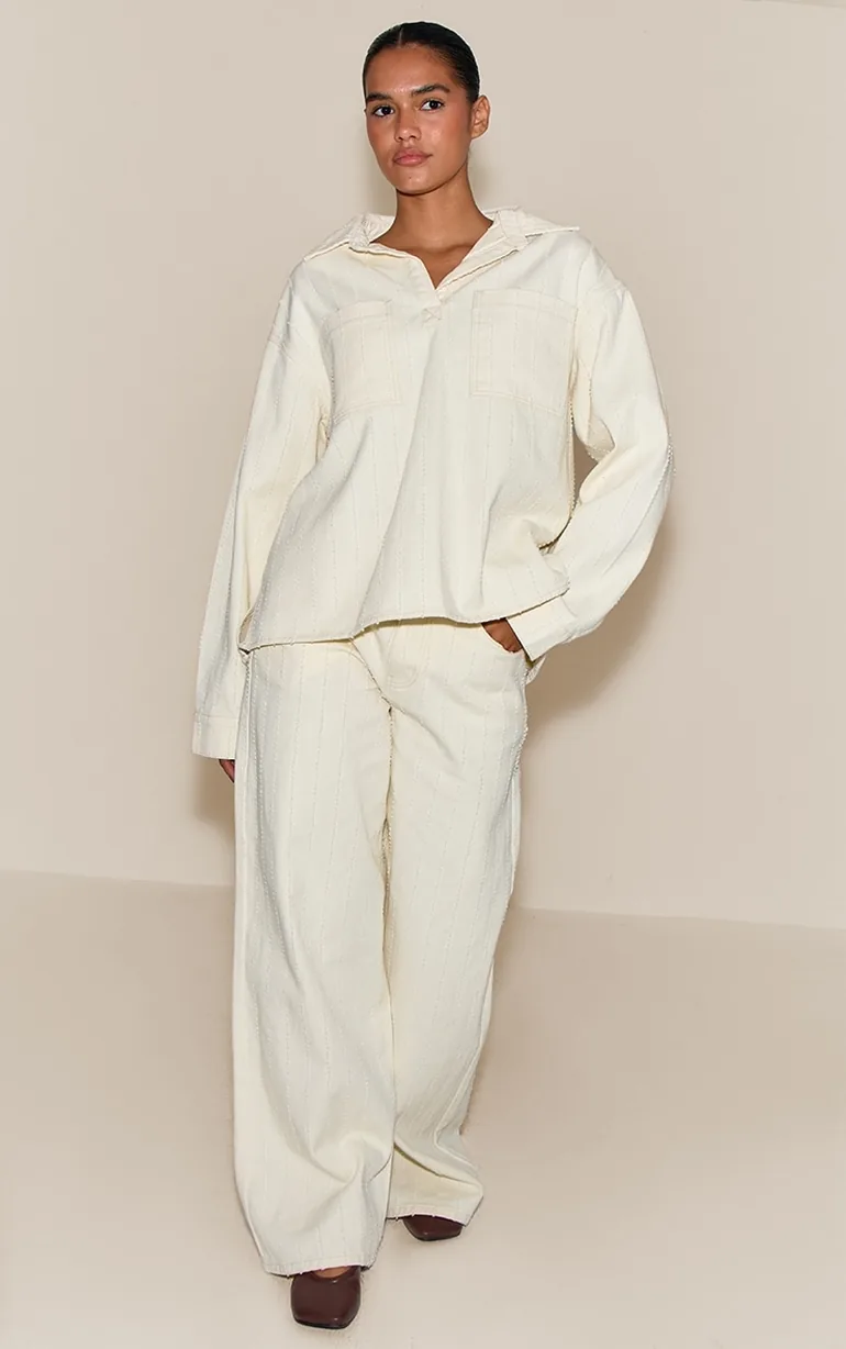 قميص بريتي ليتل ثينق جينز أبيض بأكمام طويلة - 3