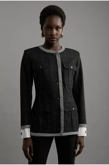 قميص كاروهات بأزرار - أسود