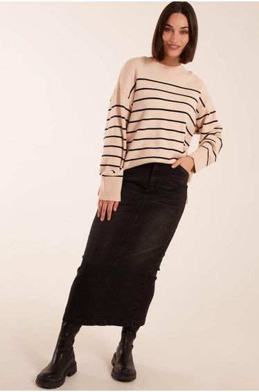 Thin Stripe Crew Neck Chunky Jumper