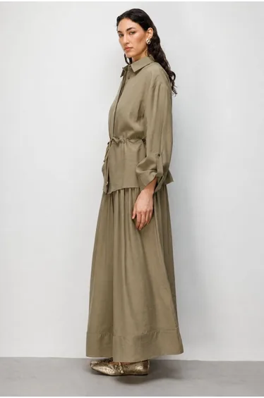 Mizallle Gathered Waist Viscose Tunic
