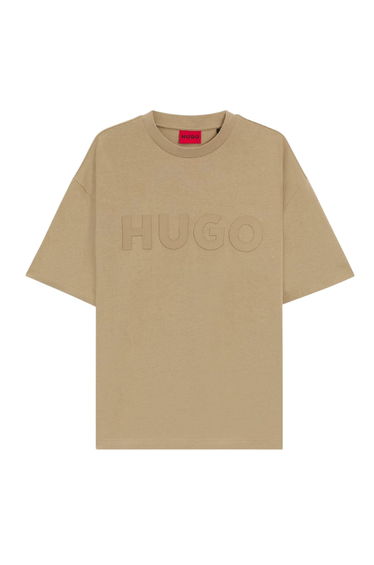 Hugo Mens Dinkee Logo Oversized T-Shirt - Beige