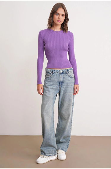 Mixray Soft Textured Ribbed Fitted Top