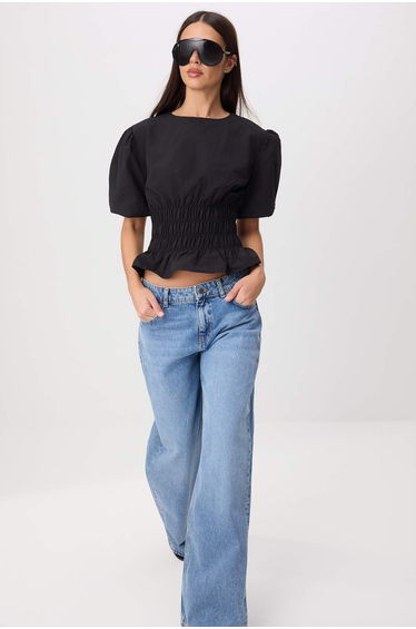 Black Woven Top&Bottom Blouse