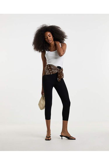 Black Jersey Cropped Legging