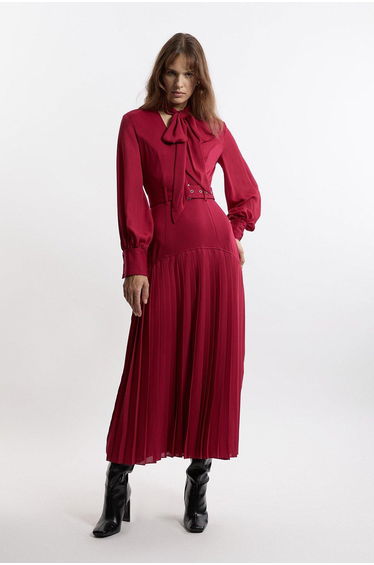 Jersey Ponte Georgette Mix Midaxi Dress