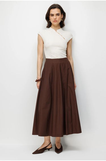 MIXRAY High Waist Midi Skirt