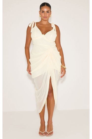 Plus butter cream Underwire Detail Draped Midi Dress