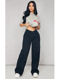 Petite Black Dip Waist Denim Jeans