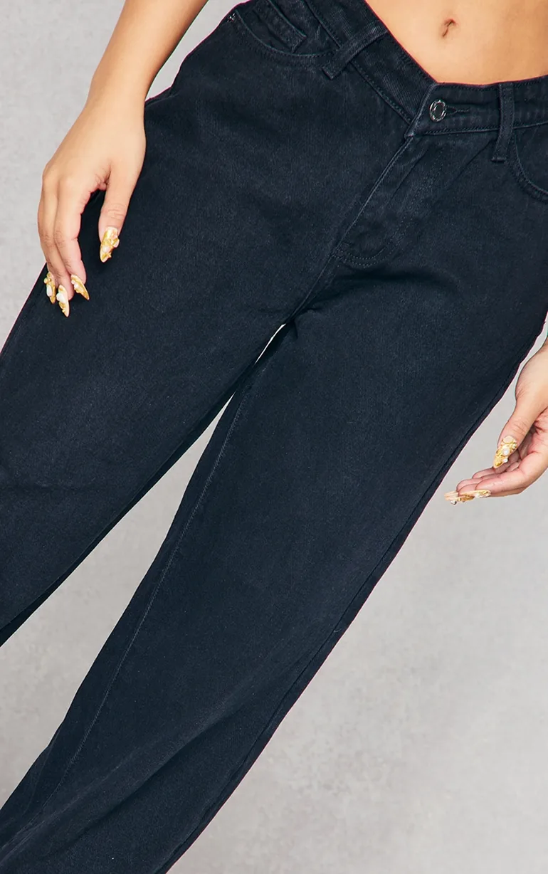 Petite Black Dip Waist Denim Jeans - 3