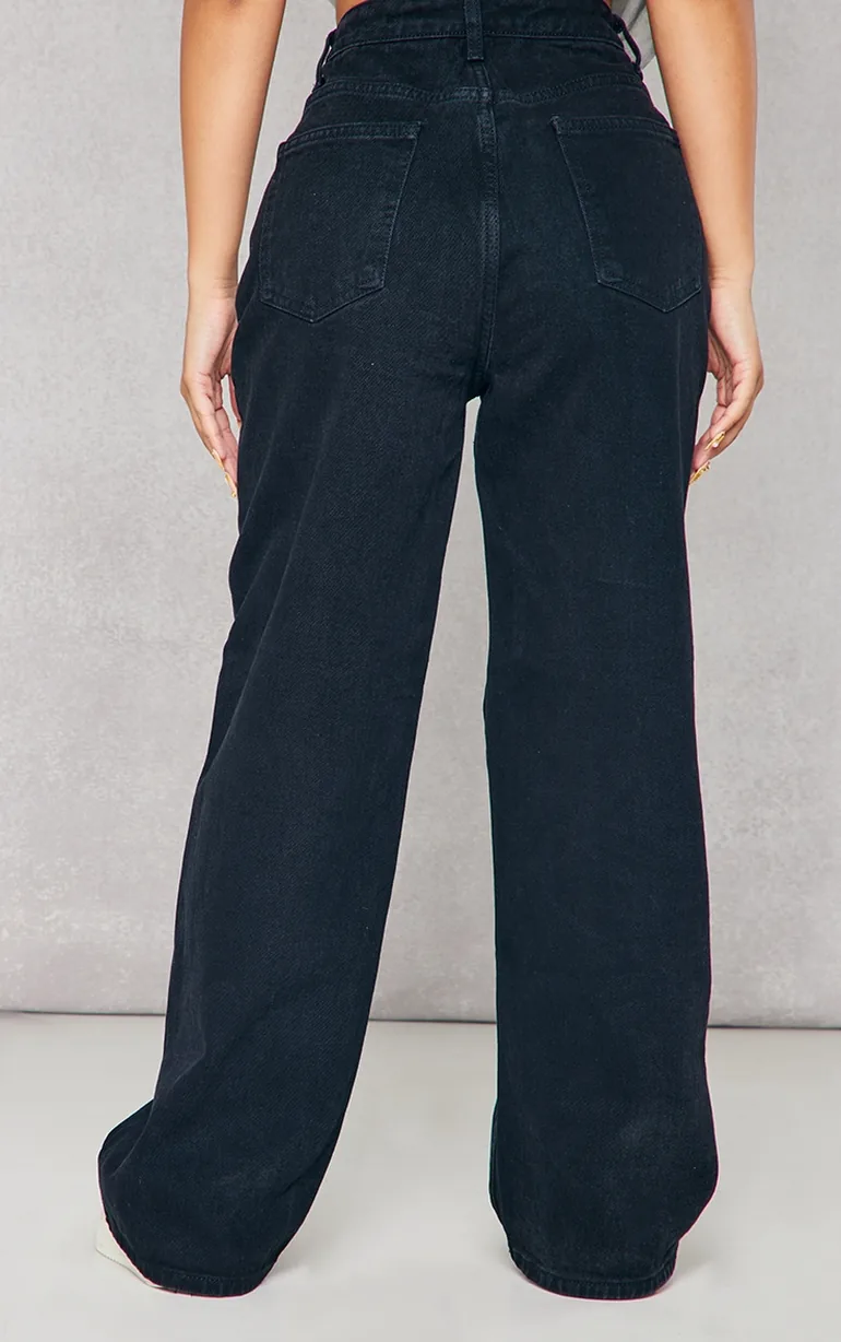 Petite Black Dip Waist Denim Jeans - 2