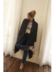 Navy Pinstripe Double breasted Coat