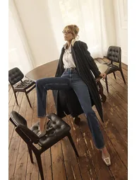 Navy Pinstripe Double breasted Coat - 3