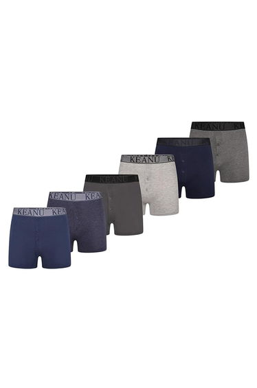 Keanu Mens Plain Boxer Shorts (Pack of 6) - Blue