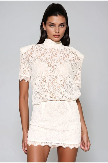 Hal Embroidered Lace Floral Mini Dress