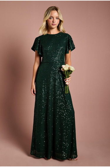 Teen Coast Sequin Angel Sleeve Dress