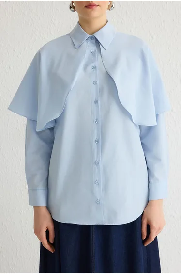 Blue Cape Detailed Woven Shirt