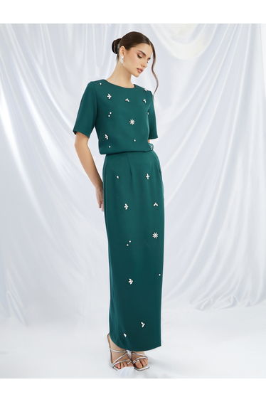 Embellished Short Sleeve Top and Skirt Co-Ords