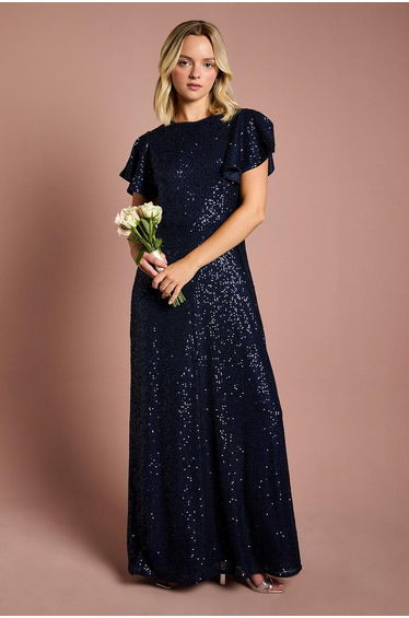 Teen Coast Sequin Angel Sleeve Dress