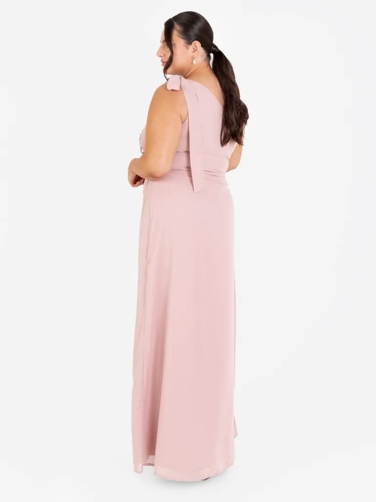maya one shoulder embellished maxi dress Maya Black Embellished One Shoulder Maxi Dress with Rosette Detail Maya Deluxe