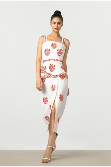 Embroidered Peplum Top