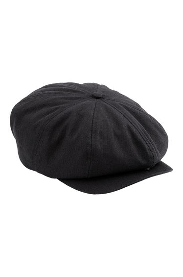 Beechfield Mens Classic Herringbone Newsboy Cap - Black