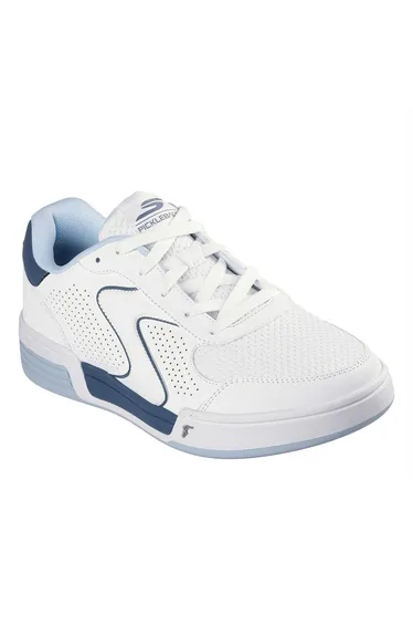 Skechers Mens Padel Leather Court Trainers - White/Blue
