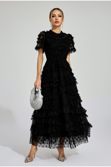 Saroyan Black Floral Midi Dress