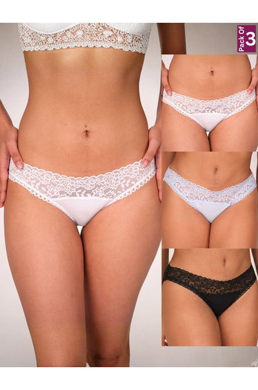 Pack of 3 - Lace Trim Cotton Panties