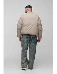 Plus Mono Padded Oversized Bomber Jacket - taupe - 1