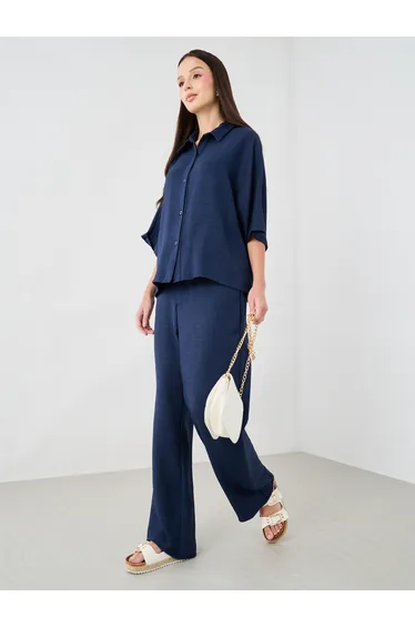 Solid Spread Collar Shirt and Pants Co-Ords