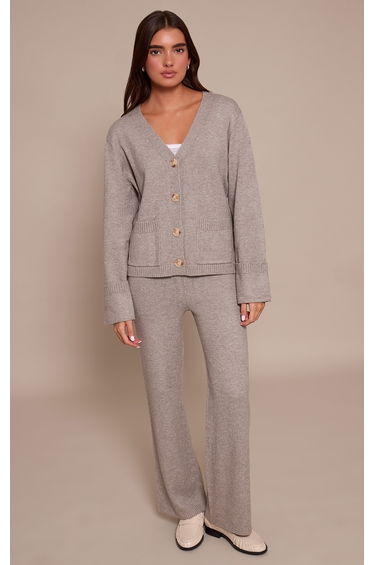 Soft Grey Wide leg Knit Trouser