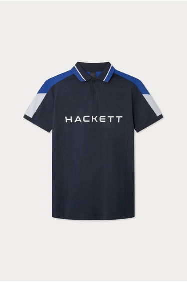 Hackett Sport Large Logo Short Sleeve Polo Shirt Navy
