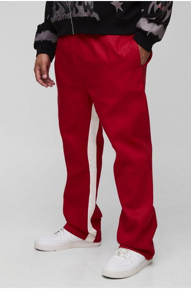 Plus Elasticated Waist Official Applique Gusset Flared Trousers - red