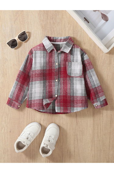 Girls Checked Pocket Detail Button Front Jacket