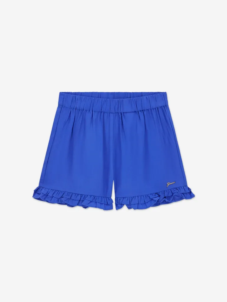 Guess Girls Poplin Logo Shorts in Blue
