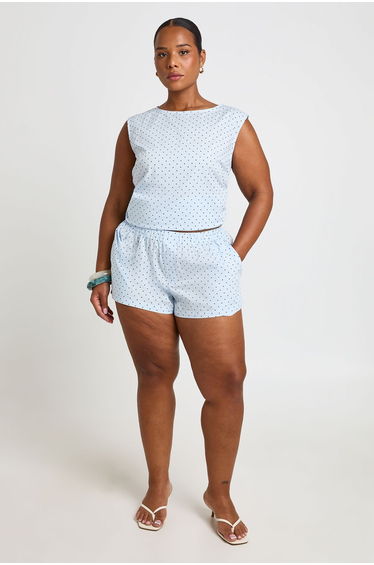 Plus Polka Dot Shorts - baby blue