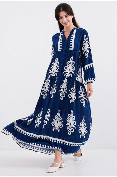 BDART Printed V-Neck Maxi Dress with Lining