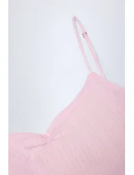 Pointelle Ruched Camisole Crop Top in Baby Pink - 4