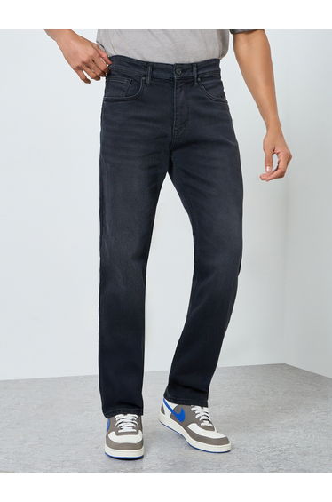 Men Monochrome Washed Relaxed Fit Jeans