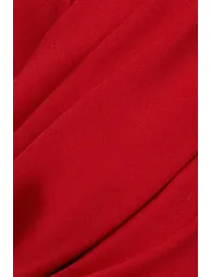 V Neck Cowl Back Pleated Sleeve Scuba Maxi Dress - Red by Goddiva - 4