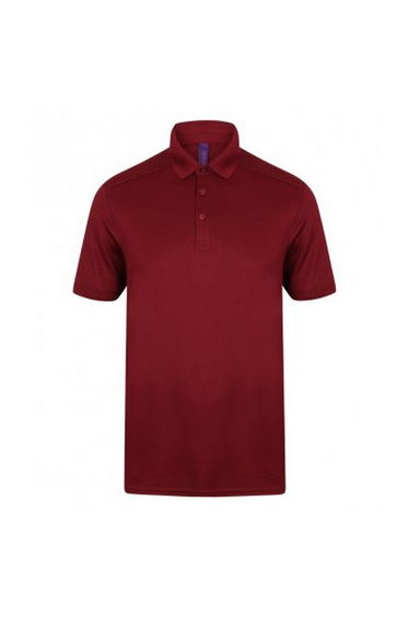 Henbury Mens Stretch Microfine Pique Polo Shirt - Burgundy