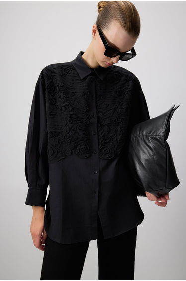EMBROIDERY DETAILED POPLIN SHIRT