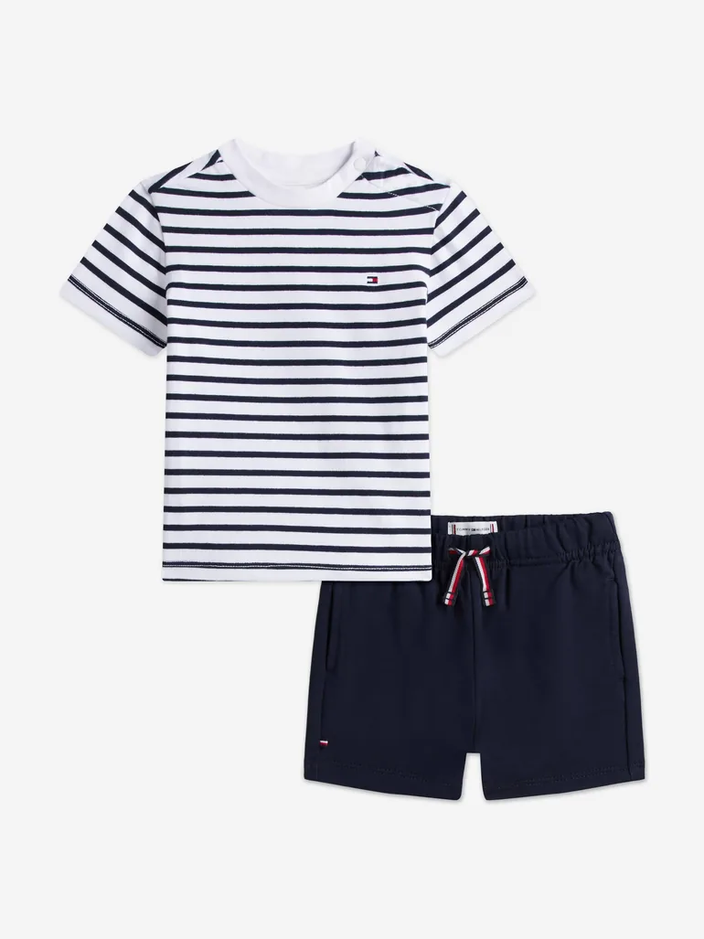 Tommy Hilfiger Baby Boys Essential Stripe T-Shirt and Shorts Set in Navy - 4
