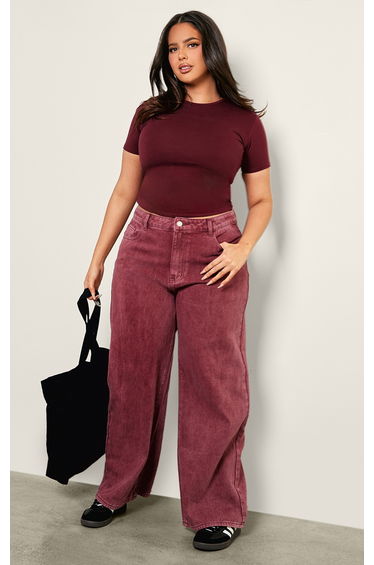 Plus Oxblood Premium Cotton Cap Sleeve T-shirt
