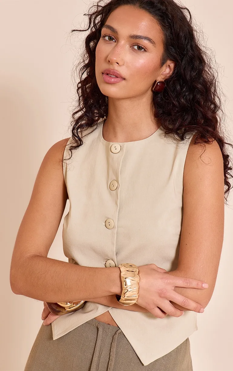 Clay Round Neck Button Down Waistcoat - 3