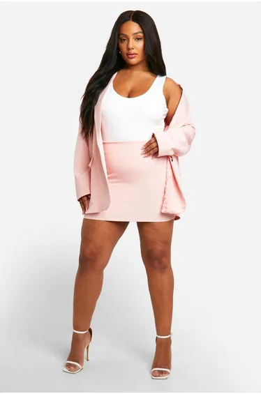 Plus Woven Micro Mini Skirt - baby pink