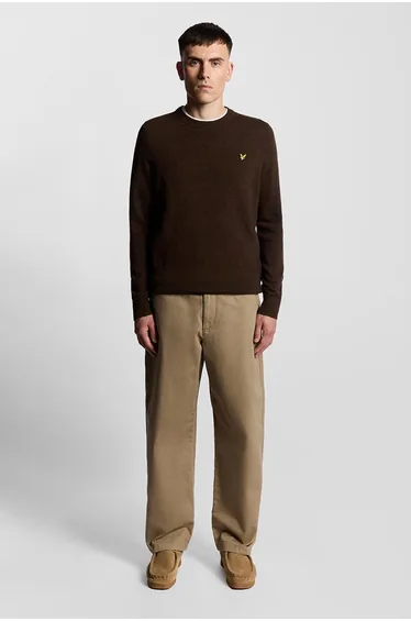 سترة لايل اند سكوت بني محبوك بأكمام طويلة